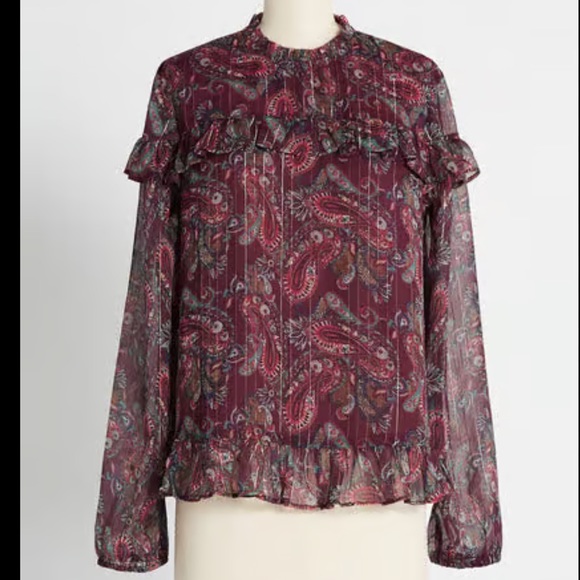 moon orchid Tops - MODCLOTH Tops | ModCloth’s Moon Orchid Affinity for Finery Top Sz Large NWT